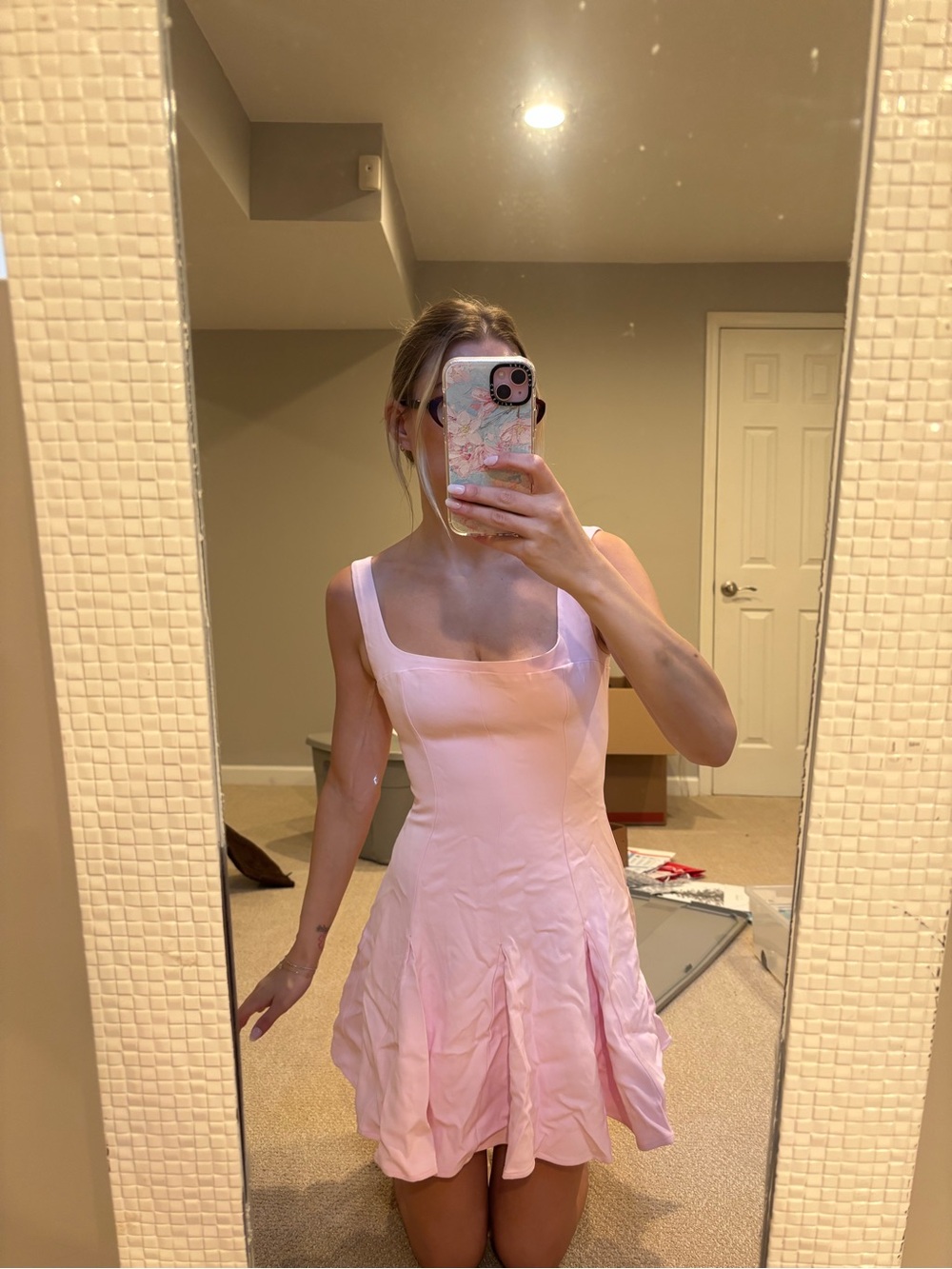 NWT House of CB Blush Pink Square-Neck Mini Dress - Picture 3 of 5